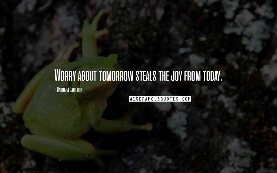 Barbara Cameron Quotes: Worry about tomorrow steals the joy from today.