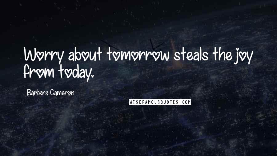 Barbara Cameron Quotes: Worry about tomorrow steals the joy from today.