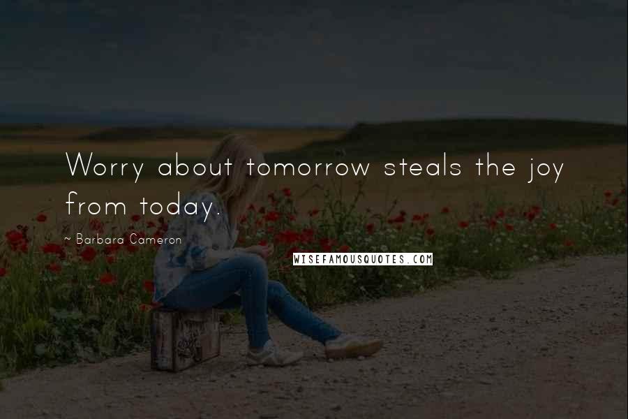 Barbara Cameron Quotes: Worry about tomorrow steals the joy from today.