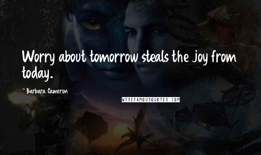 Barbara Cameron Quotes: Worry about tomorrow steals the joy from today.