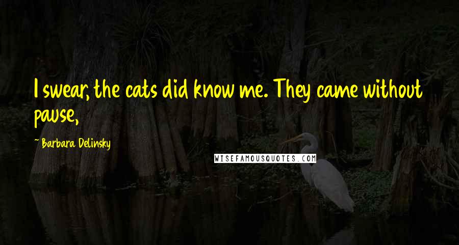 Barbara Delinsky Quotes: I swear, the cats did know me. They came without pause,