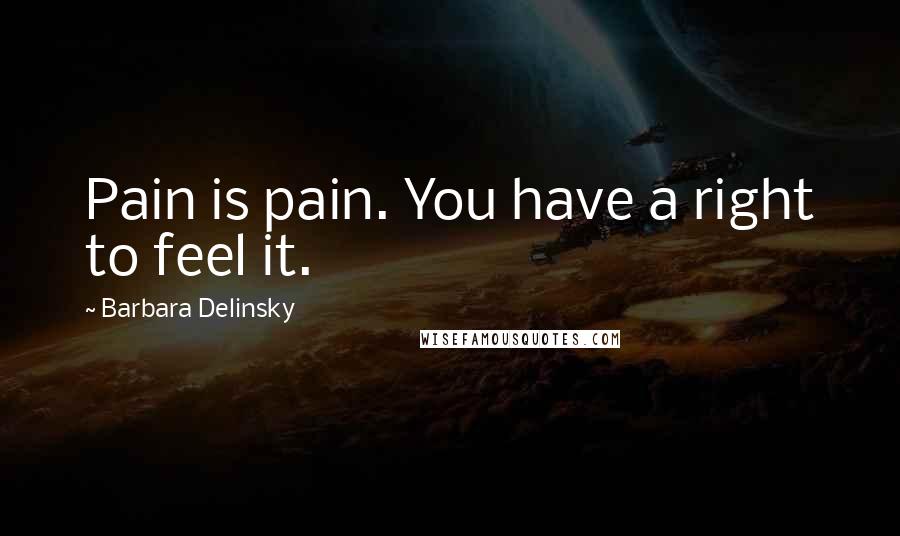 Barbara Delinsky Quotes: Pain is pain. You have a right to feel it.