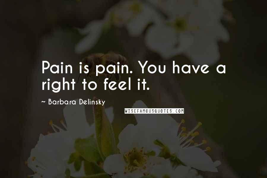 Barbara Delinsky Quotes: Pain is pain. You have a right to feel it.