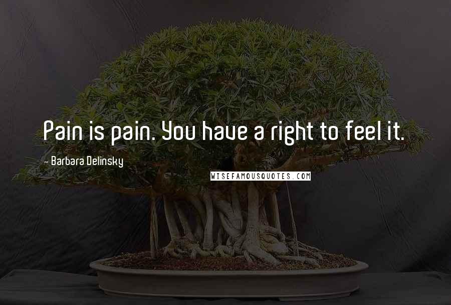 Barbara Delinsky Quotes: Pain is pain. You have a right to feel it.