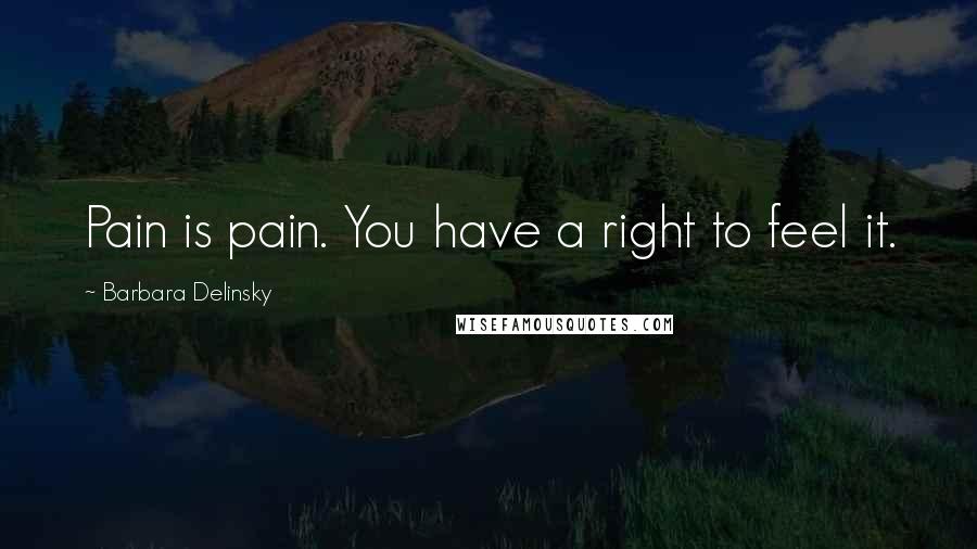 Barbara Delinsky Quotes: Pain is pain. You have a right to feel it.