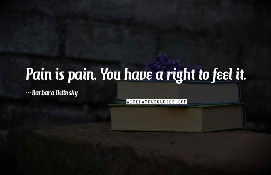 Barbara Delinsky Quotes: Pain is pain. You have a right to feel it.
