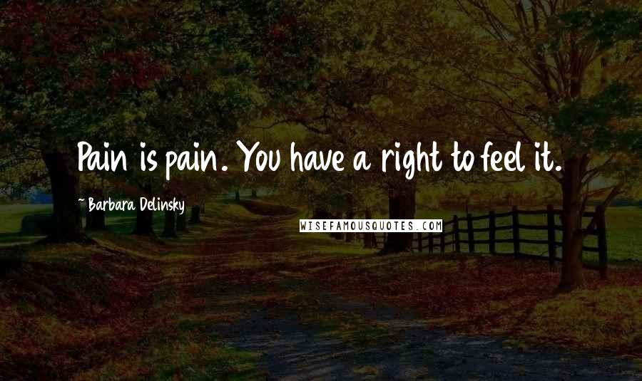 Barbara Delinsky Quotes: Pain is pain. You have a right to feel it.