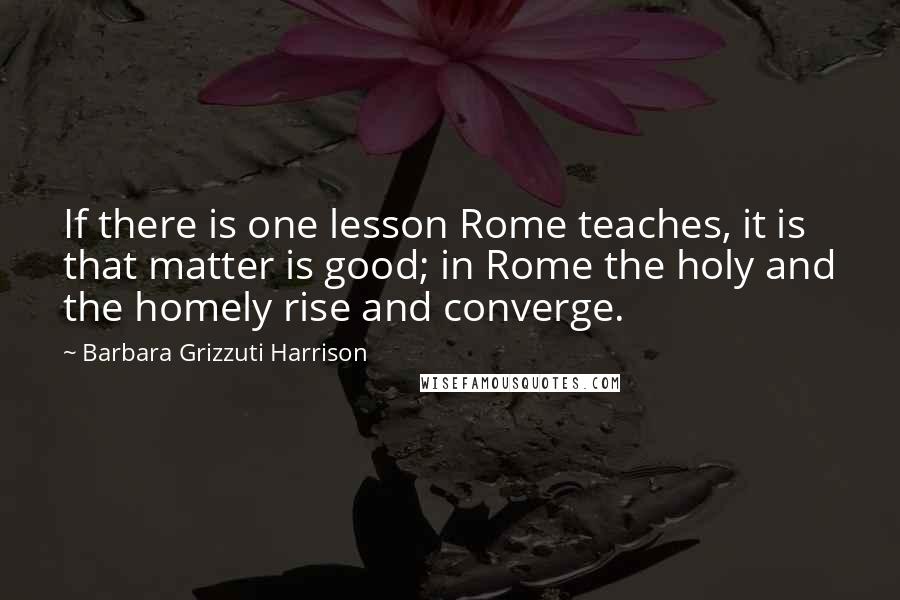 Barbara Grizzuti Harrison Quotes: If there is one lesson Rome teaches, it is that matter is good; in Rome the holy and the homely rise and converge.