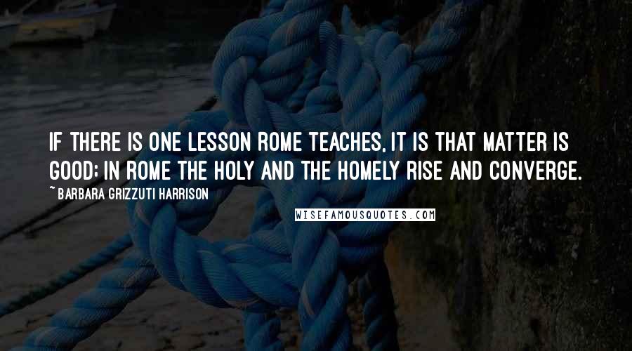 Barbara Grizzuti Harrison Quotes: If there is one lesson Rome teaches, it is that matter is good; in Rome the holy and the homely rise and converge.