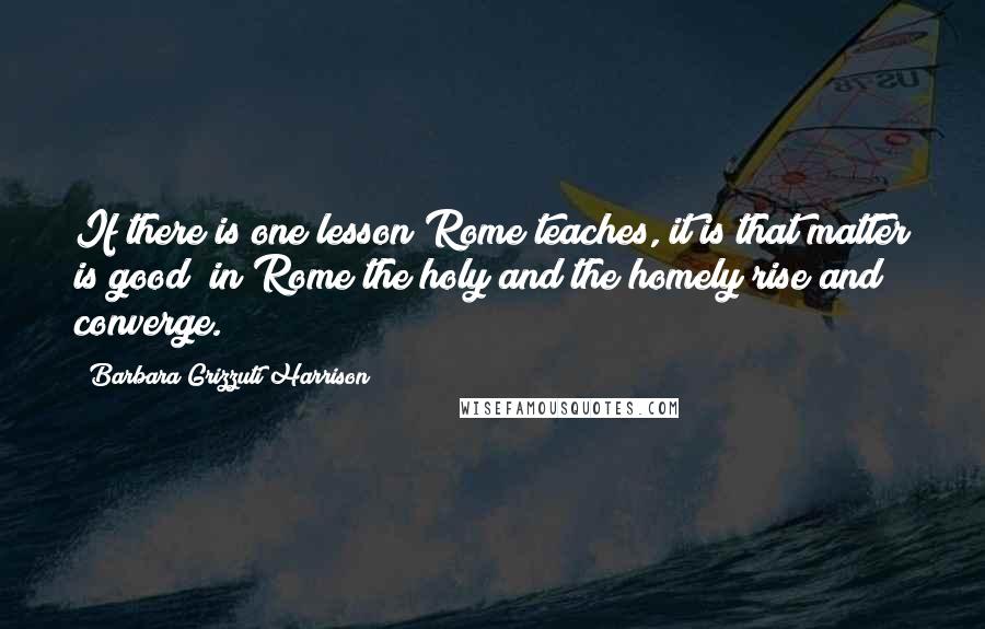 Barbara Grizzuti Harrison Quotes: If there is one lesson Rome teaches, it is that matter is good; in Rome the holy and the homely rise and converge.