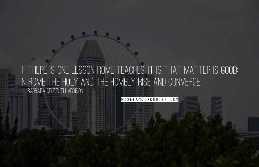 Barbara Grizzuti Harrison Quotes: If there is one lesson Rome teaches, it is that matter is good; in Rome the holy and the homely rise and converge.