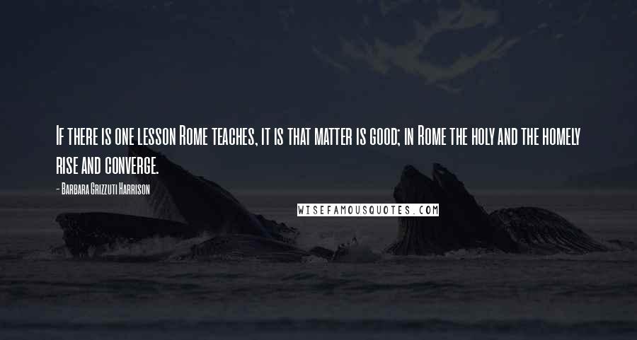 Barbara Grizzuti Harrison Quotes: If there is one lesson Rome teaches, it is that matter is good; in Rome the holy and the homely rise and converge.