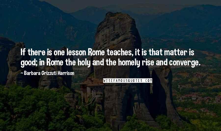 Barbara Grizzuti Harrison Quotes: If there is one lesson Rome teaches, it is that matter is good; in Rome the holy and the homely rise and converge.