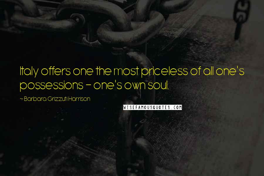 Barbara Grizzuti Harrison Quotes: Italy offers one the most priceless of all one's possessions - one's own soul.