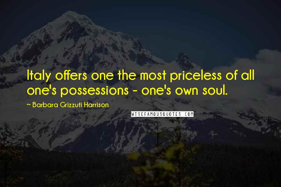 Barbara Grizzuti Harrison Quotes: Italy offers one the most priceless of all one's possessions - one's own soul.