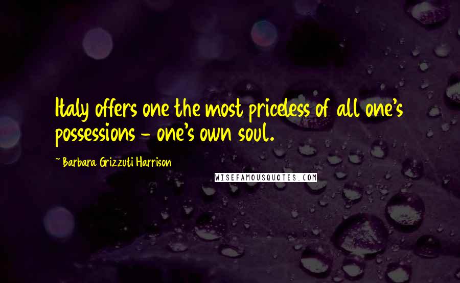 Barbara Grizzuti Harrison Quotes: Italy offers one the most priceless of all one's possessions - one's own soul.