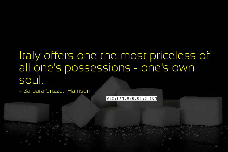 Barbara Grizzuti Harrison Quotes: Italy offers one the most priceless of all one's possessions - one's own soul.