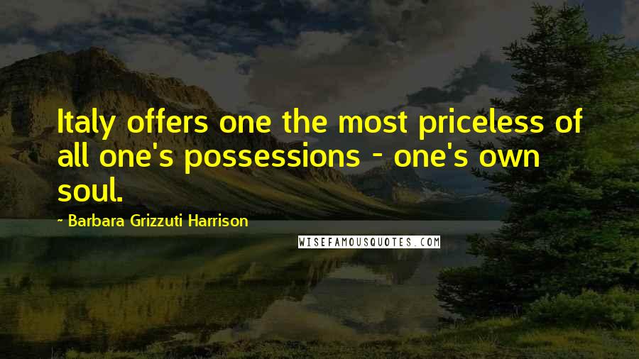 Barbara Grizzuti Harrison Quotes: Italy offers one the most priceless of all one's possessions - one's own soul.