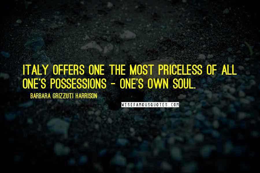 Barbara Grizzuti Harrison Quotes: Italy offers one the most priceless of all one's possessions - one's own soul.