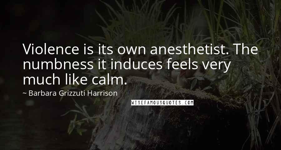 Barbara Grizzuti Harrison Quotes: Violence is its own anesthetist. The numbness it induces feels very much like calm.