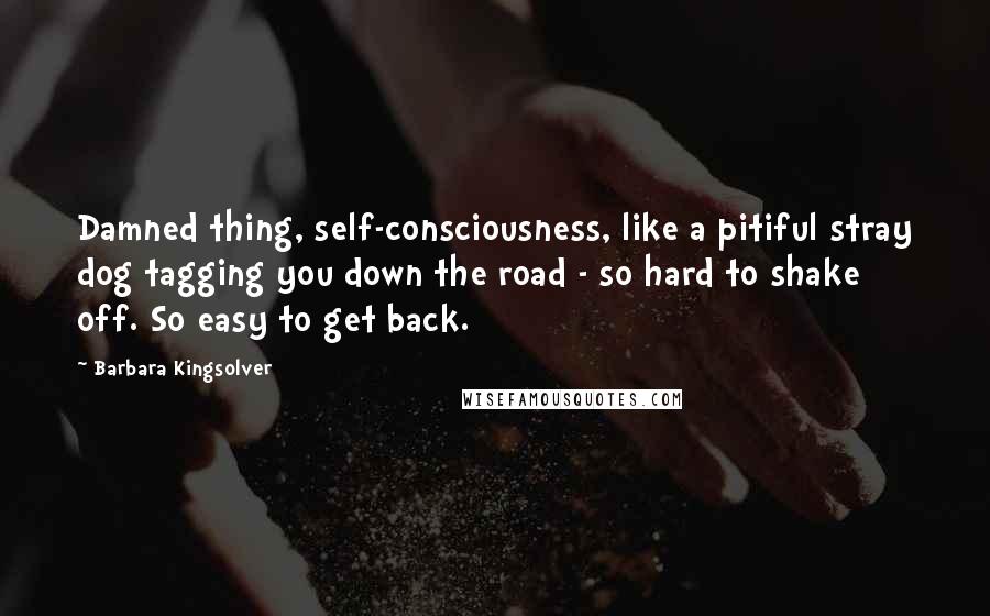 Barbara Kingsolver Quotes: Damned thing, self-consciousness, like a pitiful stray dog tagging you down the road - so hard to shake off. So easy to get back.