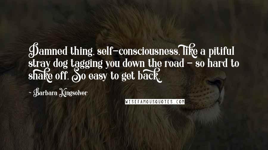 Barbara Kingsolver Quotes: Damned thing, self-consciousness, like a pitiful stray dog tagging you down the road - so hard to shake off. So easy to get back.