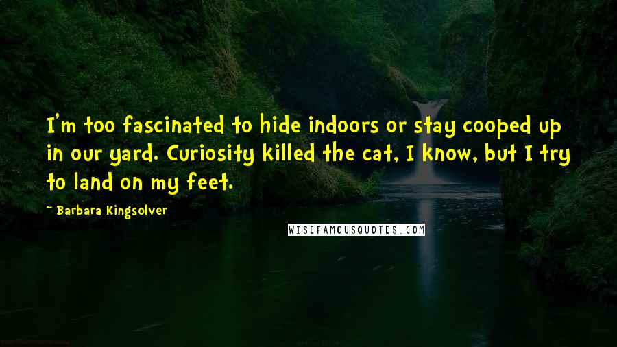 Barbara Kingsolver Quotes: I'm too fascinated to hide indoors or stay cooped up in our yard. Curiosity killed the cat, I know, but I try to land on my feet.