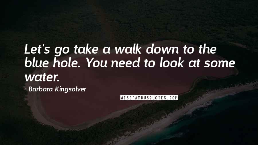 Barbara Kingsolver Quotes: Let's go take a walk down to the blue hole. You need to look at some water.