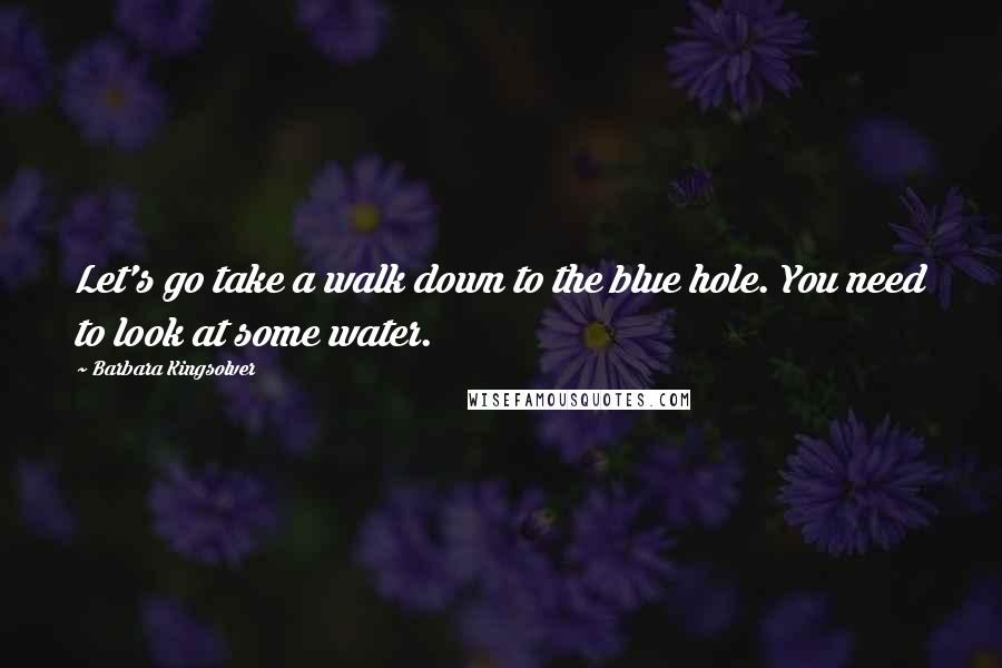 Barbara Kingsolver Quotes: Let's go take a walk down to the blue hole. You need to look at some water.