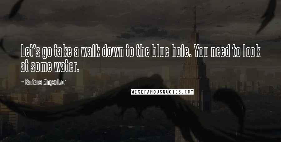 Barbara Kingsolver Quotes: Let's go take a walk down to the blue hole. You need to look at some water.