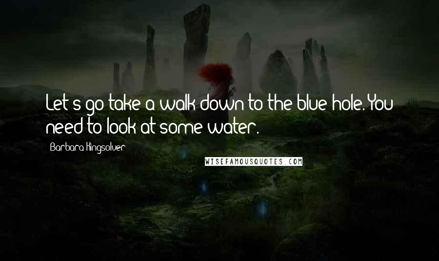 Barbara Kingsolver Quotes: Let's go take a walk down to the blue hole. You need to look at some water.