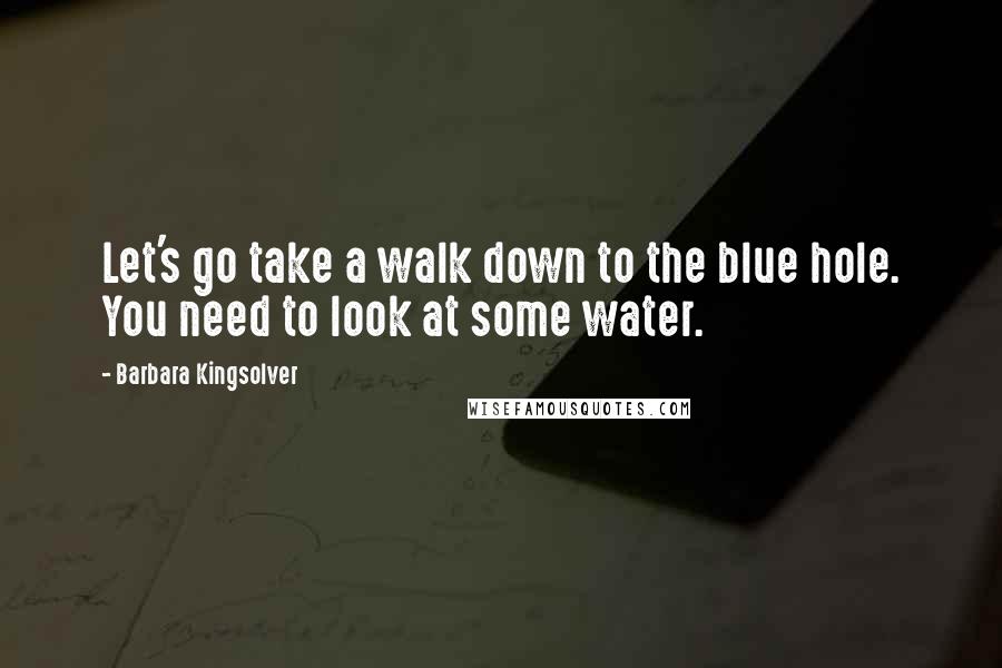 Barbara Kingsolver Quotes: Let's go take a walk down to the blue hole. You need to look at some water.