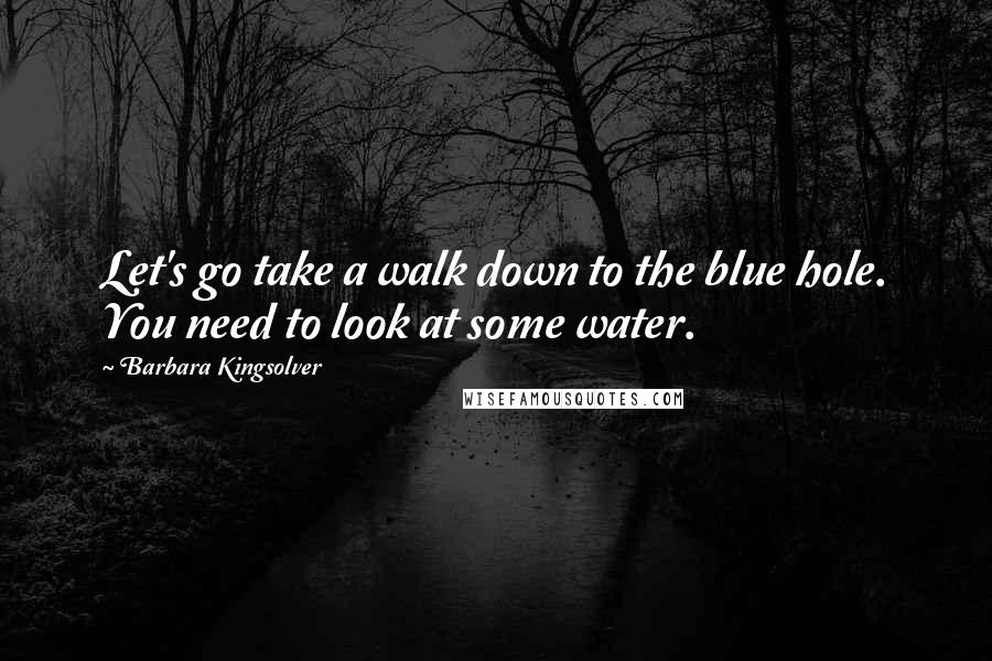 Barbara Kingsolver Quotes: Let's go take a walk down to the blue hole. You need to look at some water.