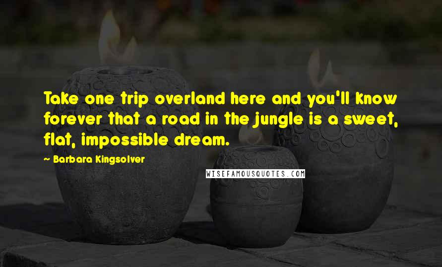Barbara Kingsolver Quotes: Take one trip overland here and you'll know forever that a road in the jungle is a sweet, flat, impossible dream.