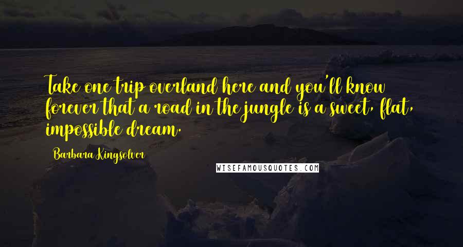 Barbara Kingsolver Quotes: Take one trip overland here and you'll know forever that a road in the jungle is a sweet, flat, impossible dream.