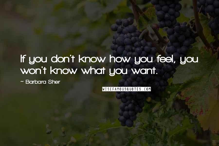 Barbara Sher Quotes: If you don't know how you feel, you won't know what you want.