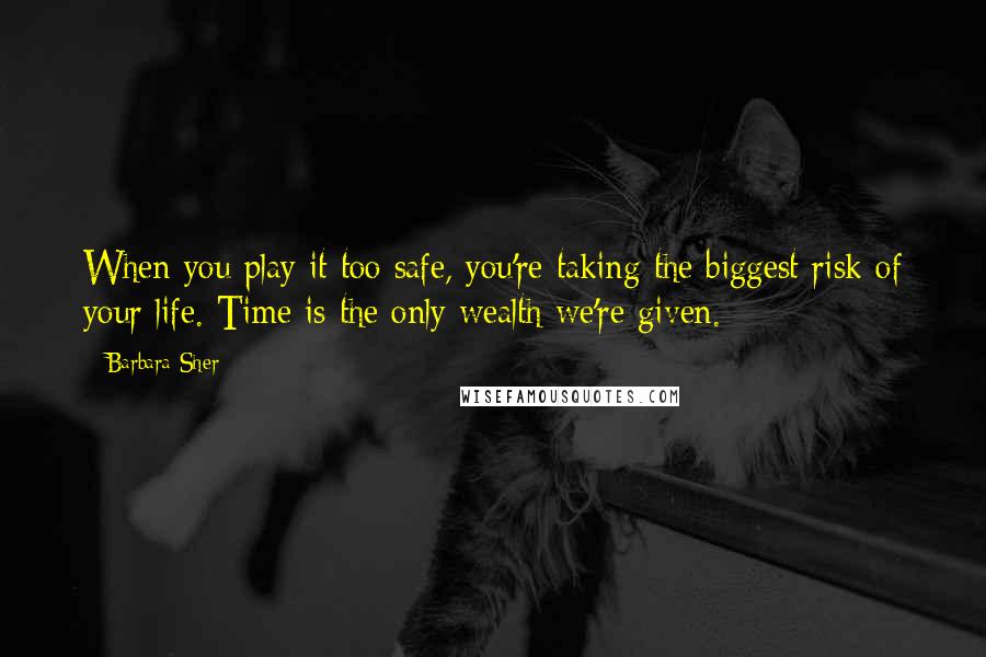 Barbara Sher Quotes: When you play it too safe, you're taking the biggest risk of your life. Time is the only wealth we're given.