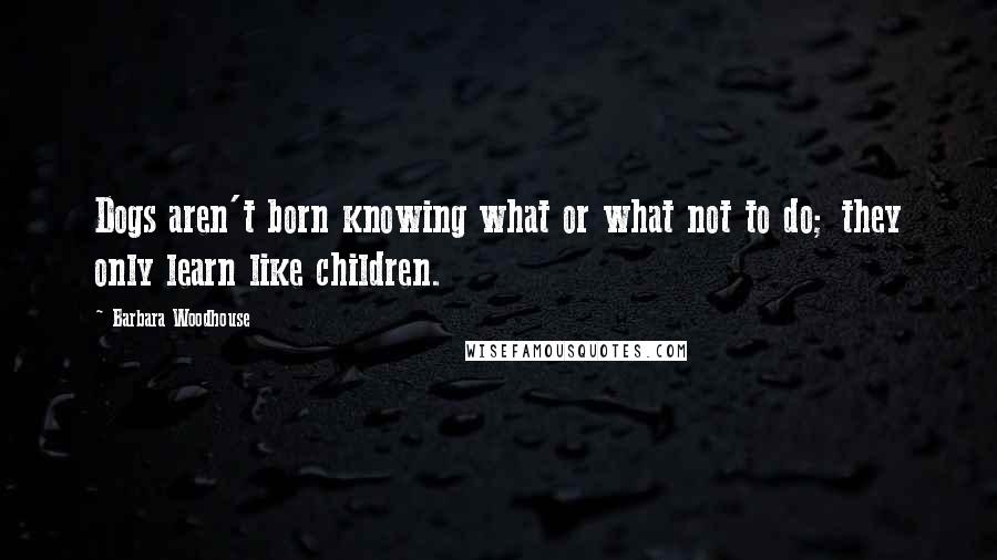 Barbara Woodhouse Quotes: Dogs aren't born knowing what or what not to do; they only learn like children.