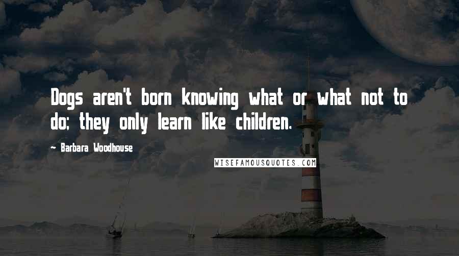 Barbara Woodhouse Quotes: Dogs aren't born knowing what or what not to do; they only learn like children.