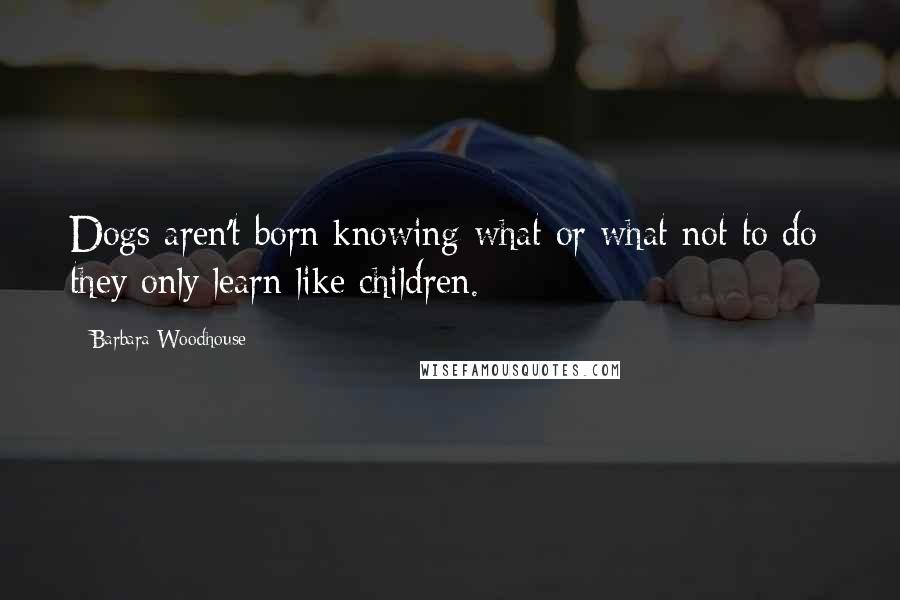 Barbara Woodhouse Quotes: Dogs aren't born knowing what or what not to do; they only learn like children.