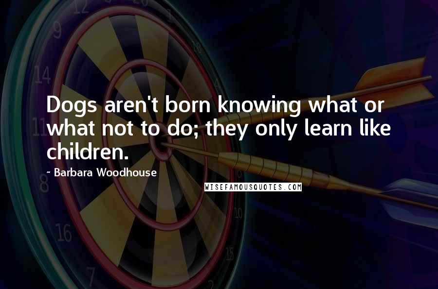 Barbara Woodhouse Quotes: Dogs aren't born knowing what or what not to do; they only learn like children.