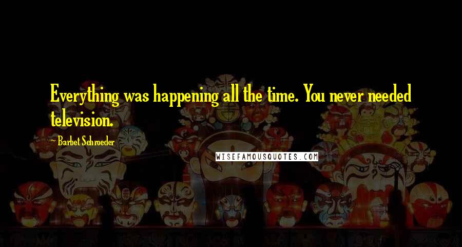 Barbet Schroeder Quotes: Everything was happening all the time. You never needed television.