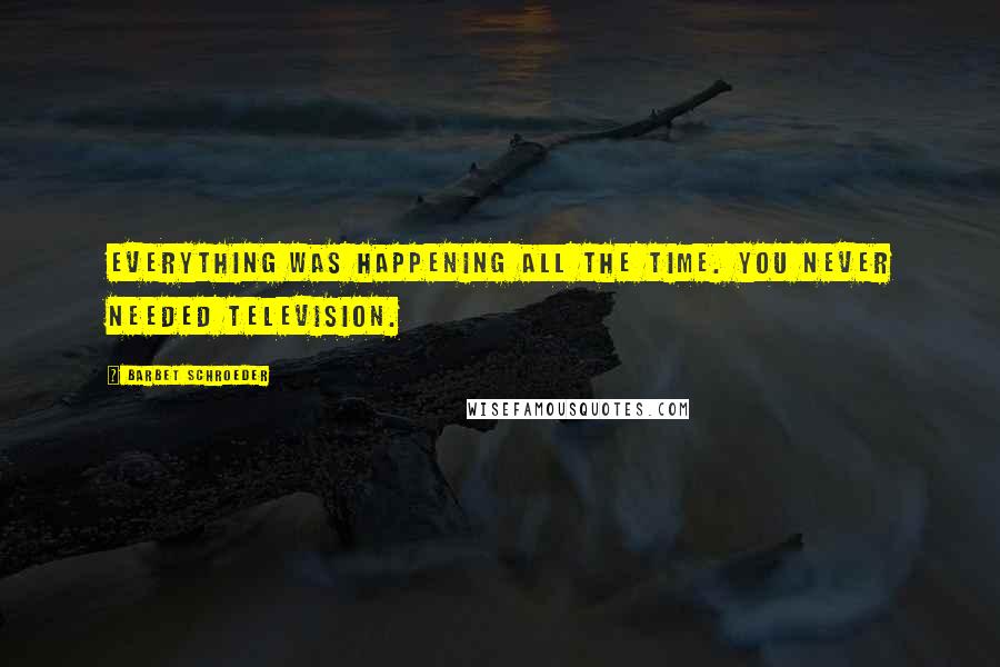 Barbet Schroeder Quotes: Everything was happening all the time. You never needed television.