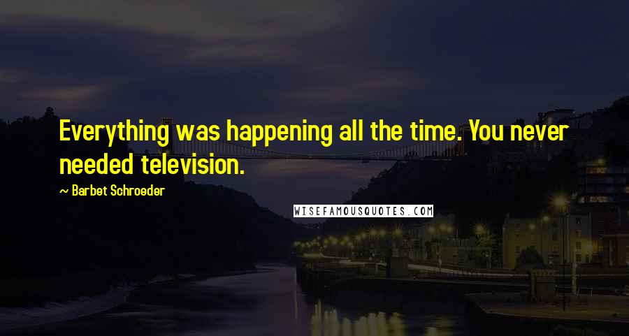 Barbet Schroeder Quotes: Everything was happening all the time. You never needed television.