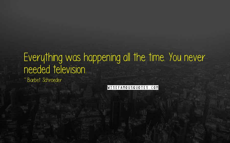 Barbet Schroeder Quotes: Everything was happening all the time. You never needed television.