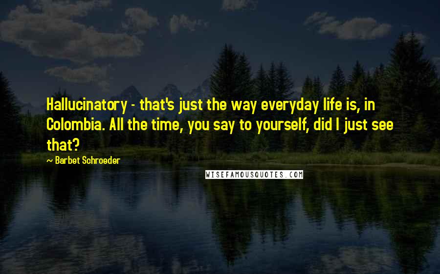 Barbet Schroeder Quotes: Hallucinatory - that's just the way everyday life is, in Colombia. All the time, you say to yourself, did I just see that?