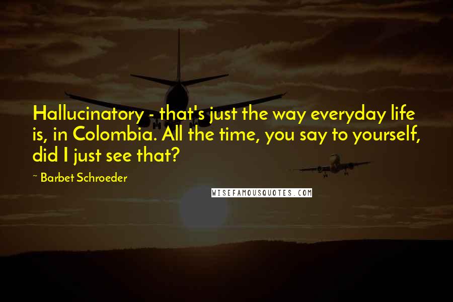 Barbet Schroeder Quotes: Hallucinatory - that's just the way everyday life is, in Colombia. All the time, you say to yourself, did I just see that?