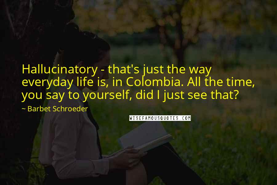 Barbet Schroeder Quotes: Hallucinatory - that's just the way everyday life is, in Colombia. All the time, you say to yourself, did I just see that?