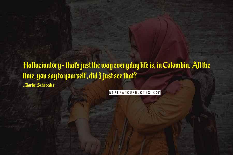 Barbet Schroeder Quotes: Hallucinatory - that's just the way everyday life is, in Colombia. All the time, you say to yourself, did I just see that?