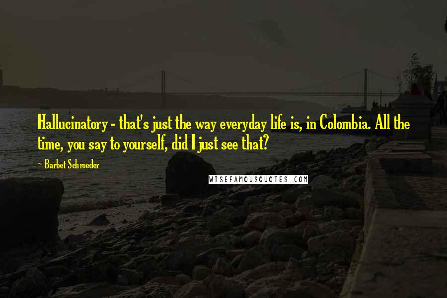 Barbet Schroeder Quotes: Hallucinatory - that's just the way everyday life is, in Colombia. All the time, you say to yourself, did I just see that?